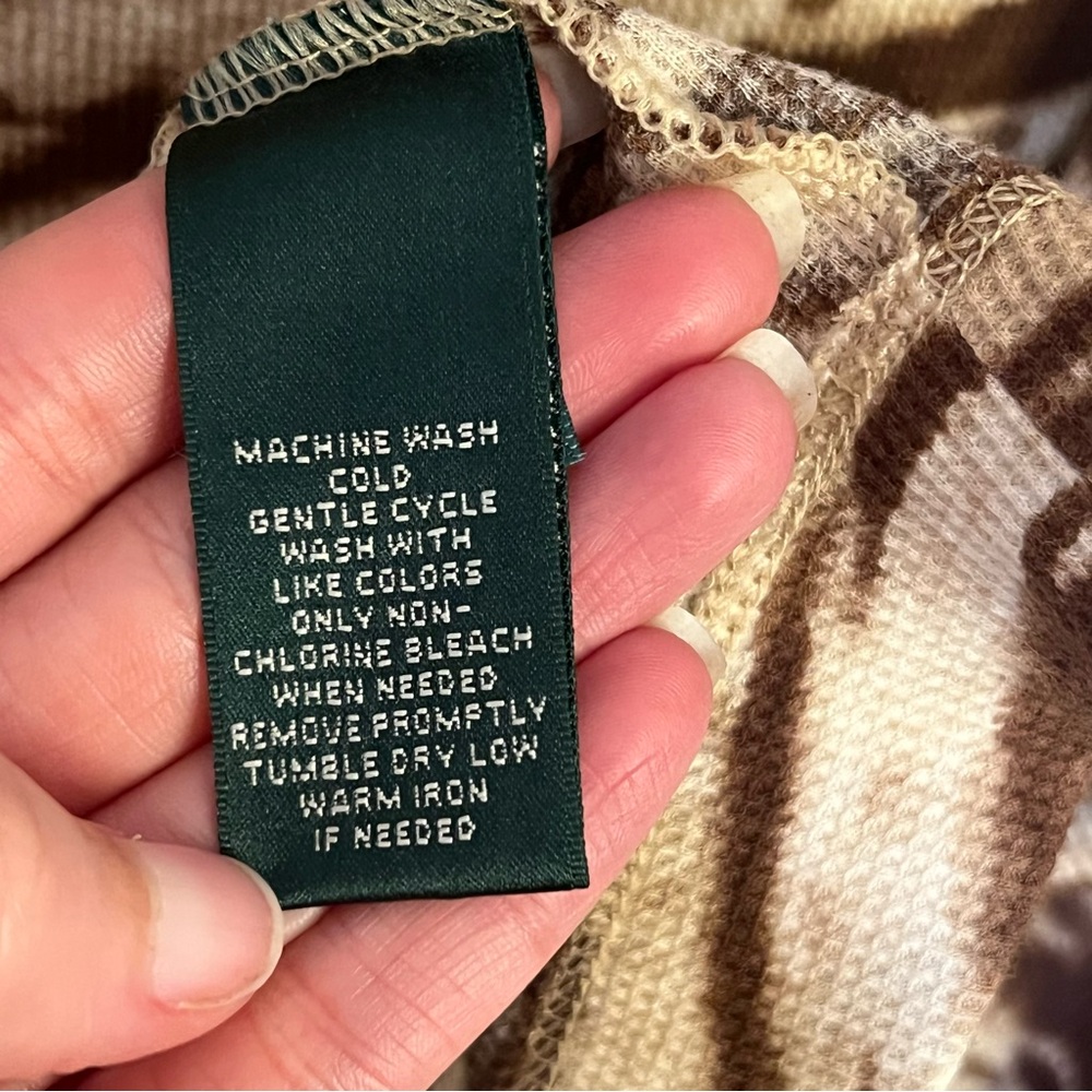 Lauren Ralph Lauren 3X Waffle Active Top Animal Tan Brown Short Sleeve Women - Picture 5 of 5